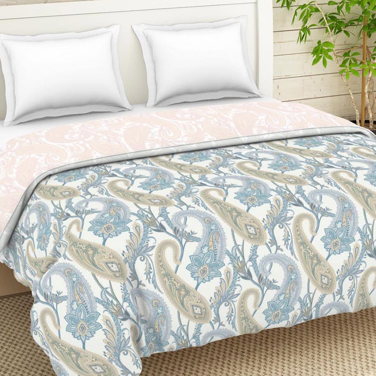 SPACES Essentials Blue Paisley Printed Cotton King Quilt - 224x270cm