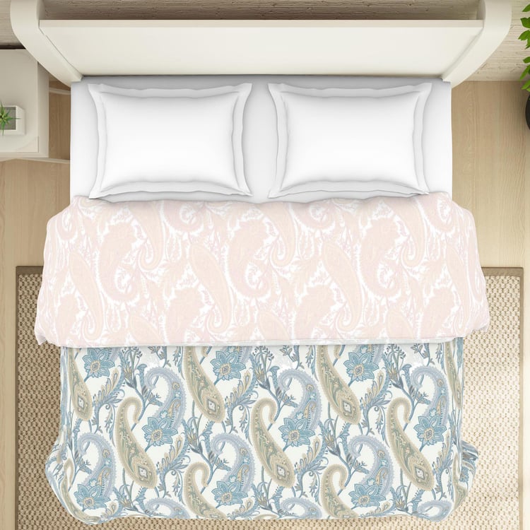 SPACES Essentials Blue Paisley Printed Cotton King Quilt - 224x270cm