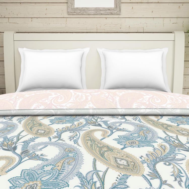 SPACES Essentials Blue Paisley Printed Cotton King Quilt - 224x270cm