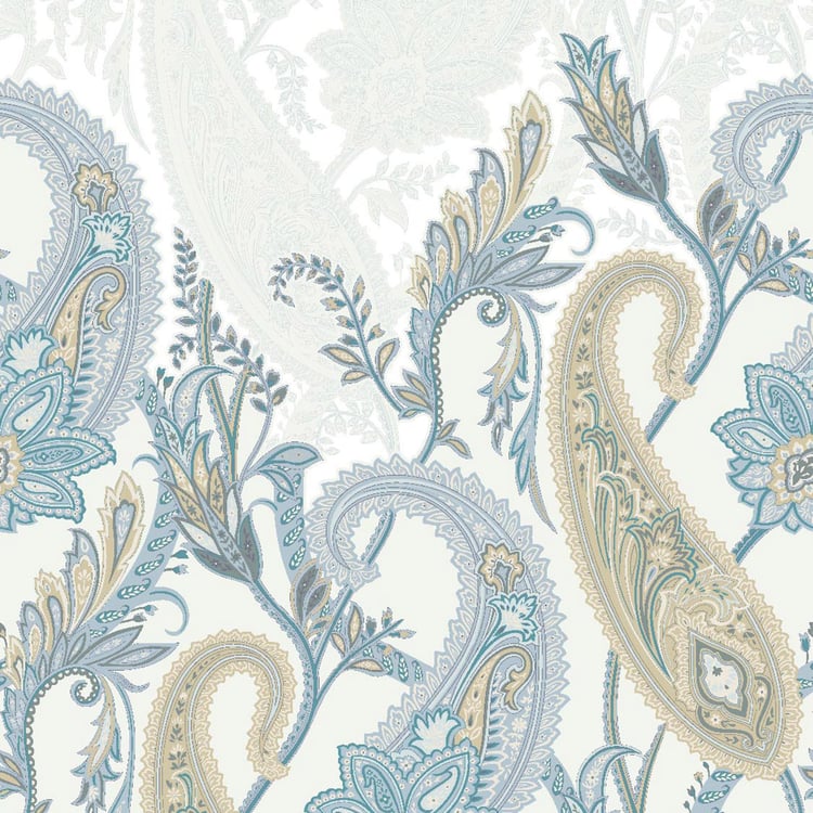 SPACES Essentials Blue Paisley Printed Cotton King Quilt - 224x270cm