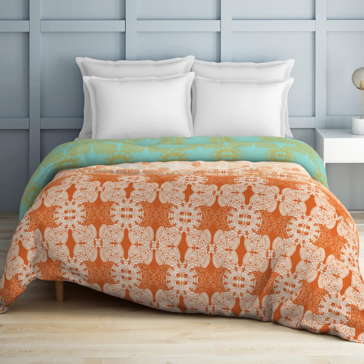 SPACES Occasions Orange Printed Cotton King Quilt - 224x270cm