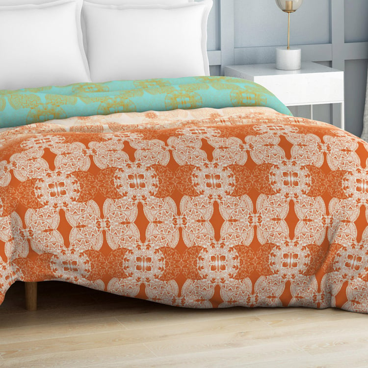 SPACES Occasions Orange Printed Cotton King Quilt - 224x270cm