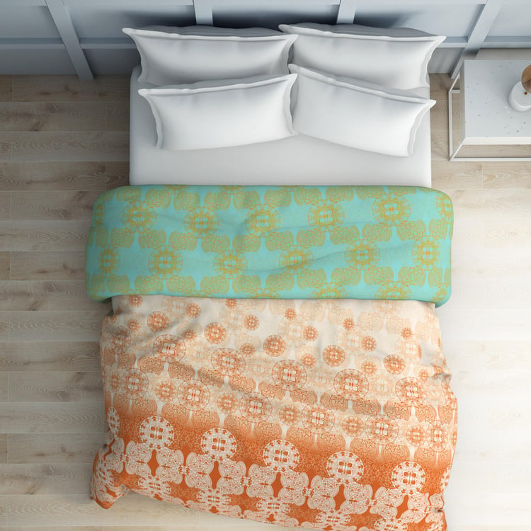 SPACES Occasions Orange Printed Cotton King Quilt - 224x270cm