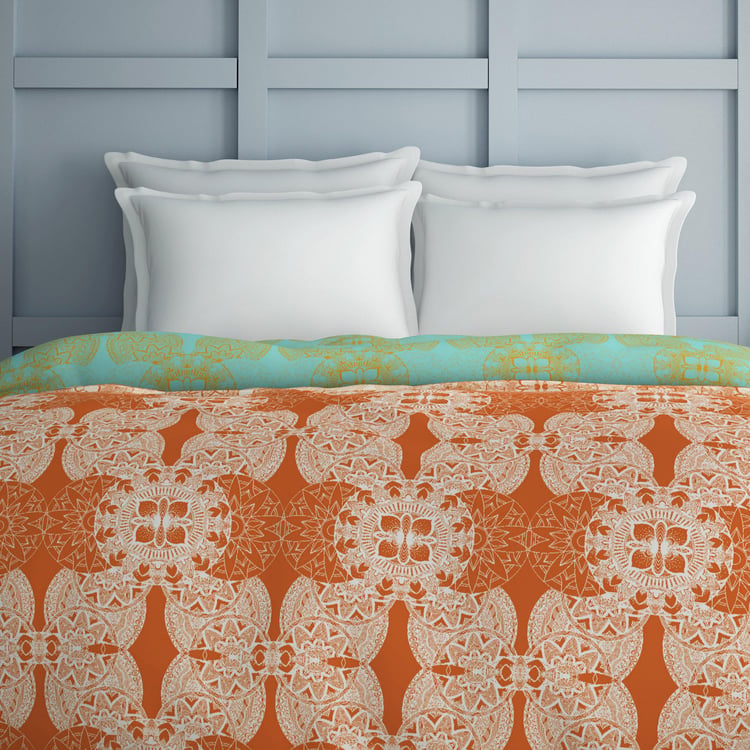 SPACES Occasions Orange Printed Cotton King Quilt - 224x270cm