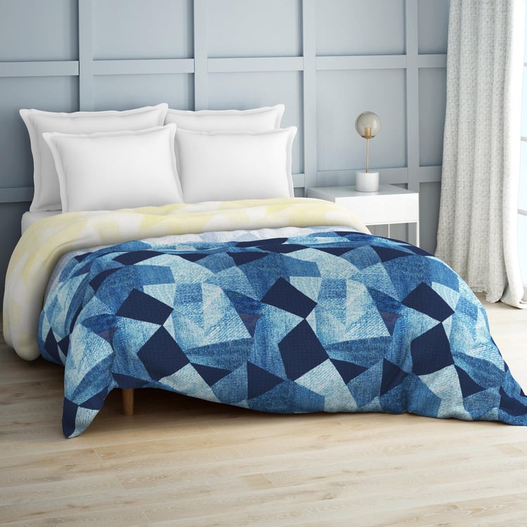 SPACES Occasions Blue Geometric Printed Cotton King Quilt - 224x270cm