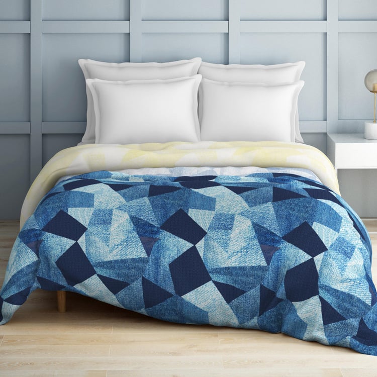 SPACES Occasions Blue Geometric Printed Cotton King Quilt - 224x270cm