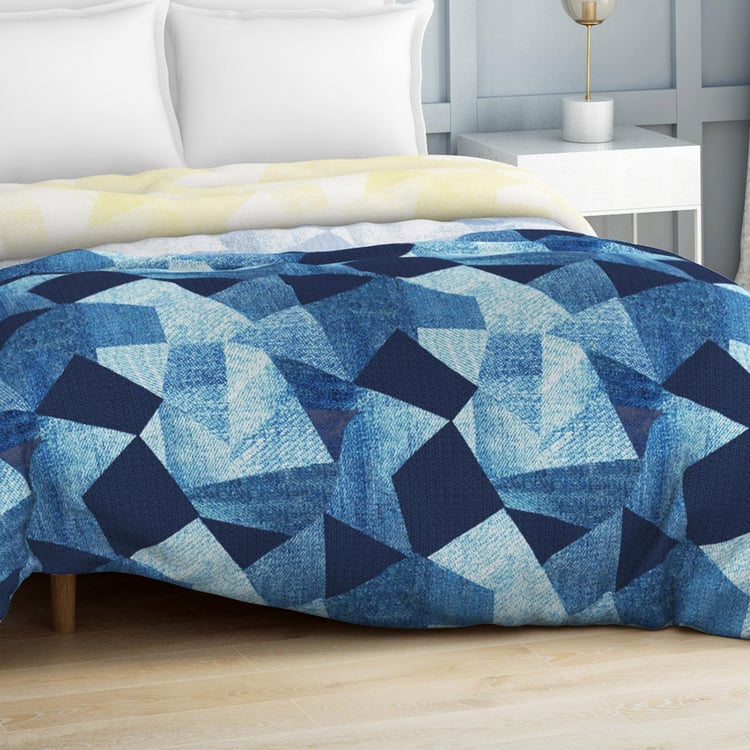 SPACES Occasions Blue Geometric Printed Cotton King Quilt - 224x270cm