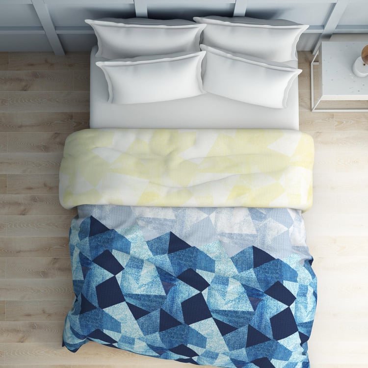 SPACES Occasions Blue Geometric Printed Cotton King Quilt - 224x270cm