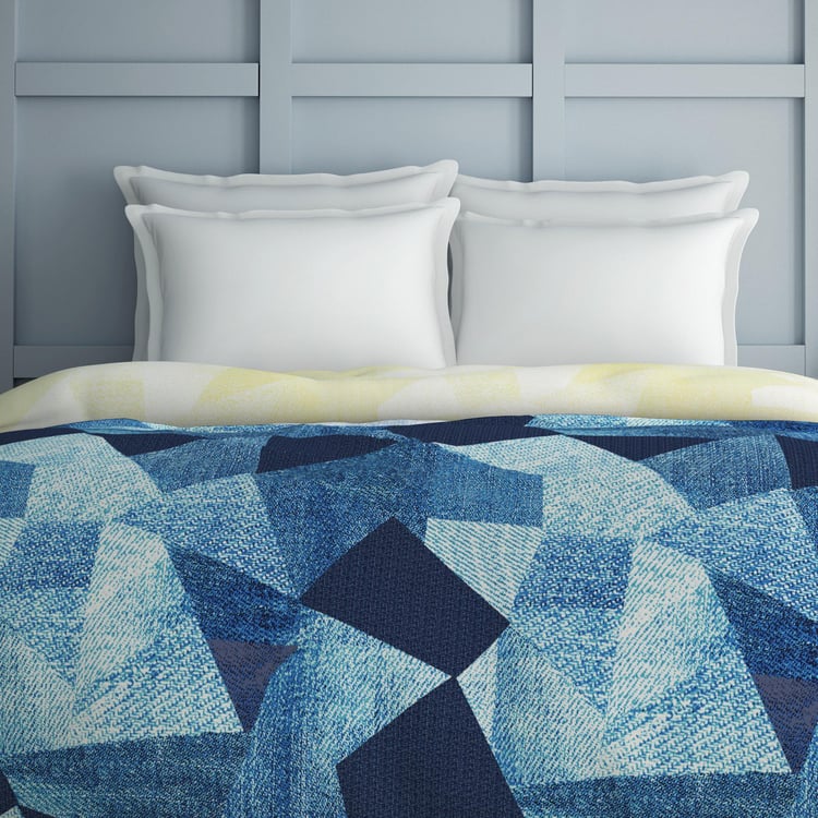 SPACES Occasions Blue Geometric Printed Cotton King Quilt - 224x270cm