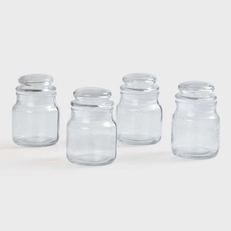 Spinel Fierie Transparent Glass Jars With Lids - 100ml - Set of 4