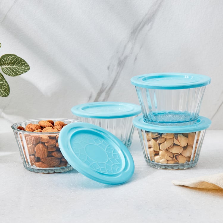 Spinel Fierie Transparent Solid Glass Bowls With Lid - Set of 4 - 200ml