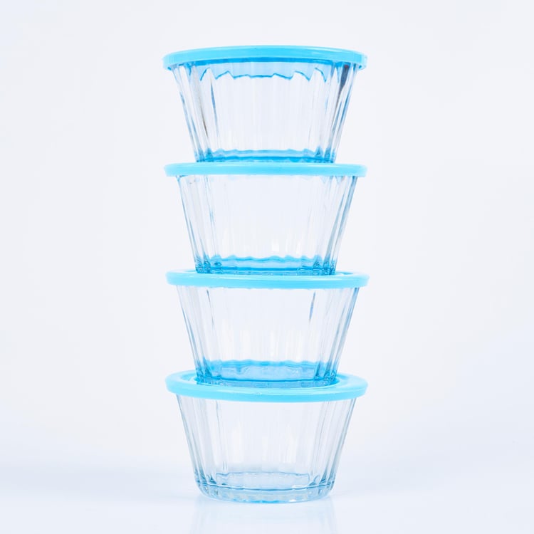 Spinel Fierie Transparent Solid Glass Bowls With Lid - Set of 4 - 200ml