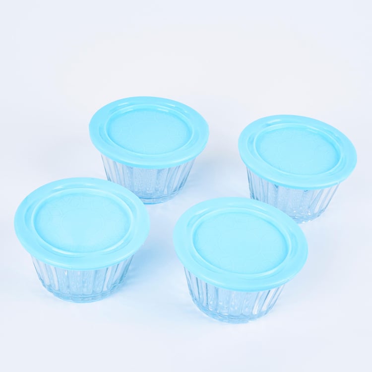 Spinel Fierie Transparent Solid Glass Bowls With Lid - Set of 4 - 200ml