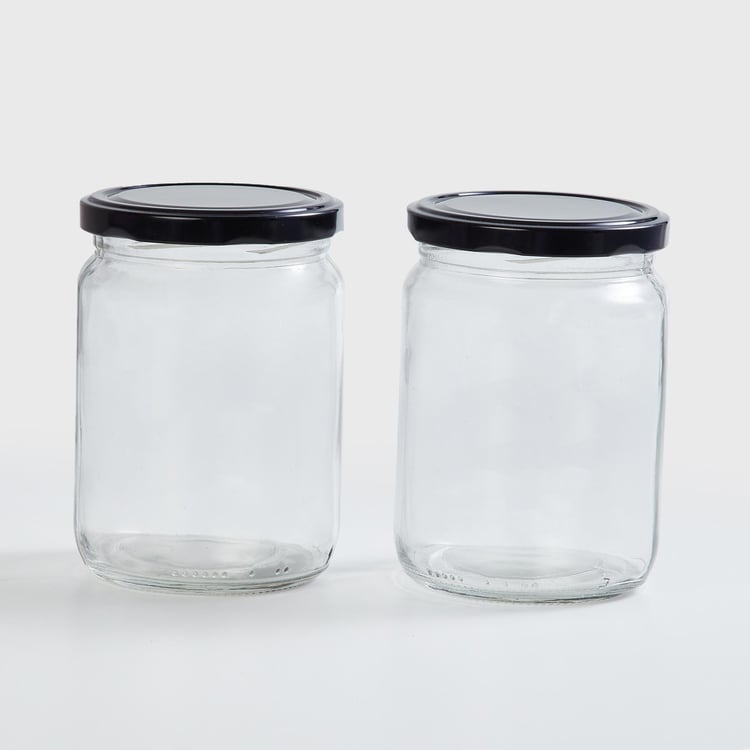 Spinel Fierie Transparent Glass Jar With Lid - 550ml - Set of 2
