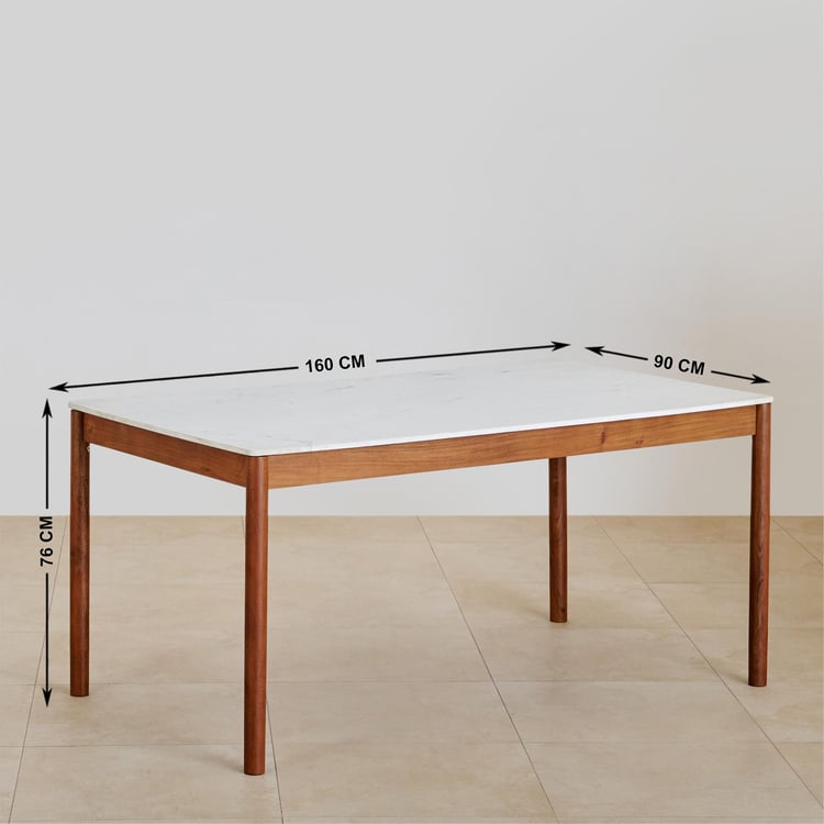 Urban Wood Marble Top 6-Seater Dining Table - Brown