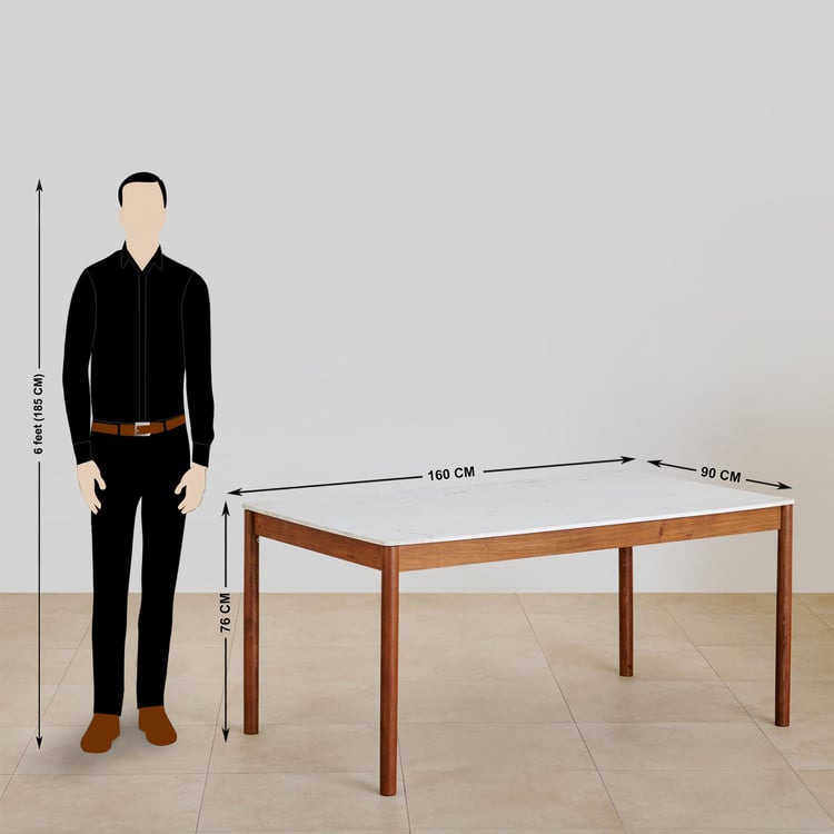 Urban Wood Marble Top 6-Seater Dining Table - Brown