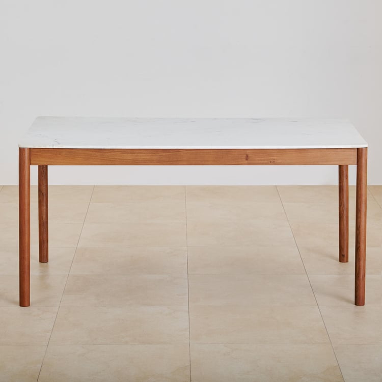 Urban Wood Marble Top 6-Seater Dining Table - Brown