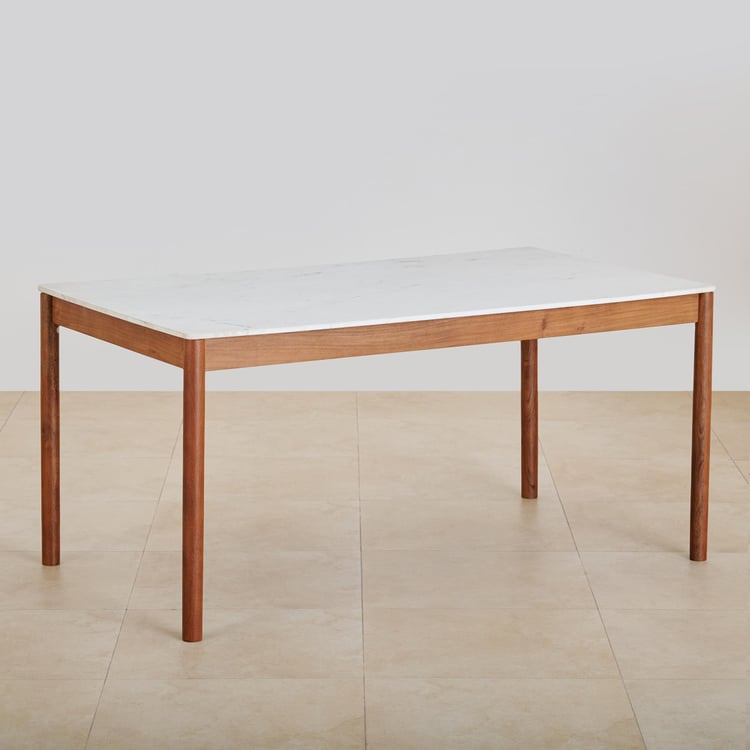Urban Wood Marble Top 6-Seater Dining Table - Brown