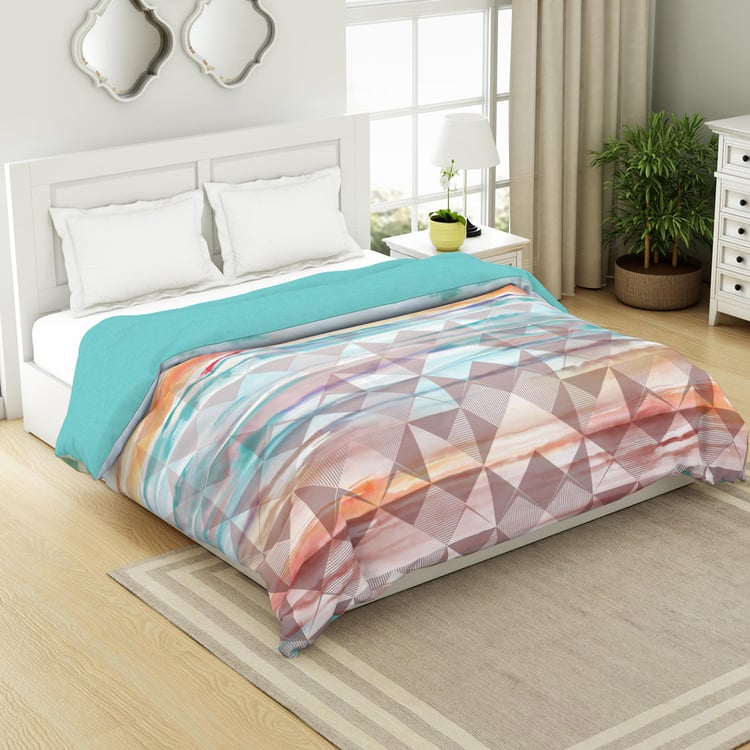 SPACES Occasions Blue Geometric Printed Cotton King Quilt - 224x270cm