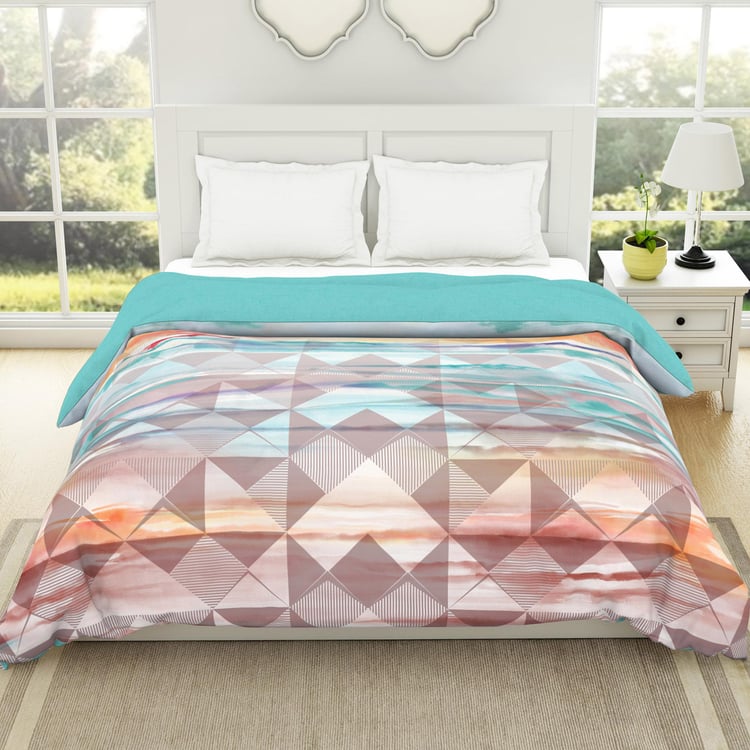 SPACES Occasions Blue Geometric Printed Cotton King Quilt - 224x270cm