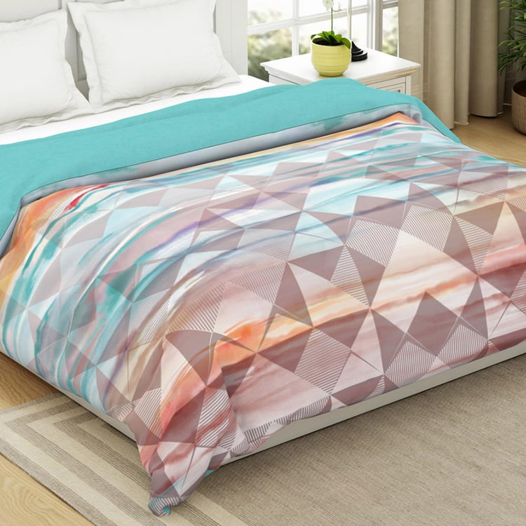 SPACES Occasions Blue Geometric Printed Cotton King Quilt - 224x270cm