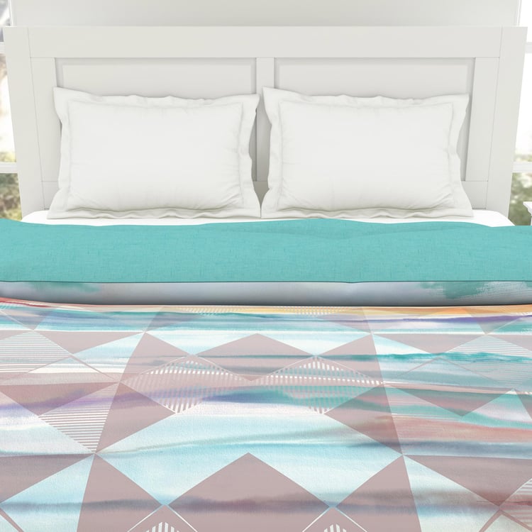 SPACES Occasions Blue Geometric Printed Cotton King Quilt - 224x270cm