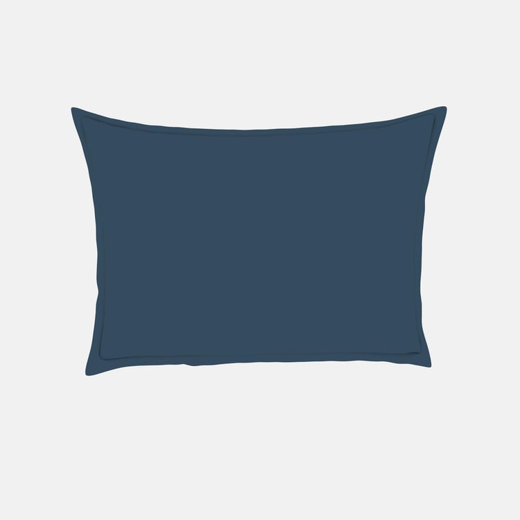 SPACES Essentials Blue Solid Cotton Super King Bedsheet Set - 274x274cm - 3Pcs