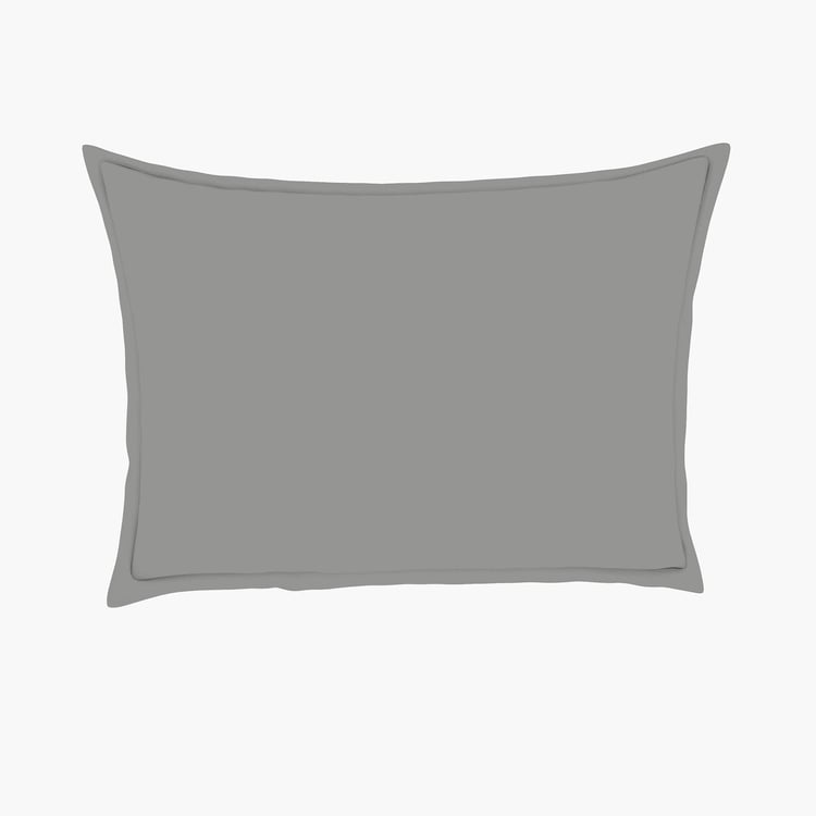 SPACES Essentials Grey Solid Cotton Super King Bedsheet Set - 274x274cm - 3Pcs