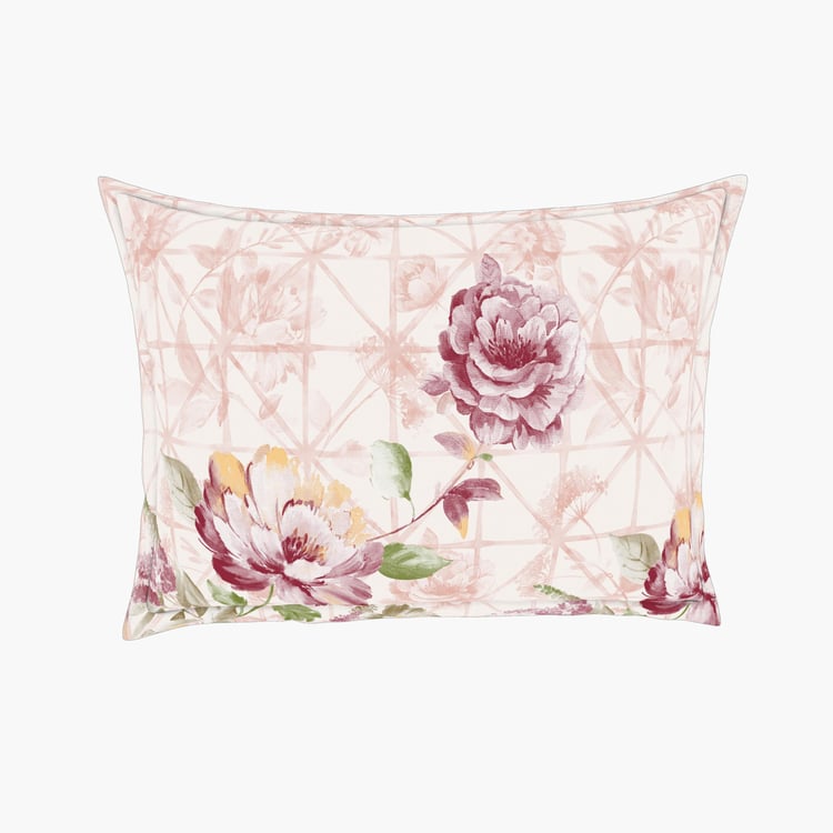 SPACES Bonica Pink Printed Cotton Single Bedsheet Set - 152x224cm - 2Pcs