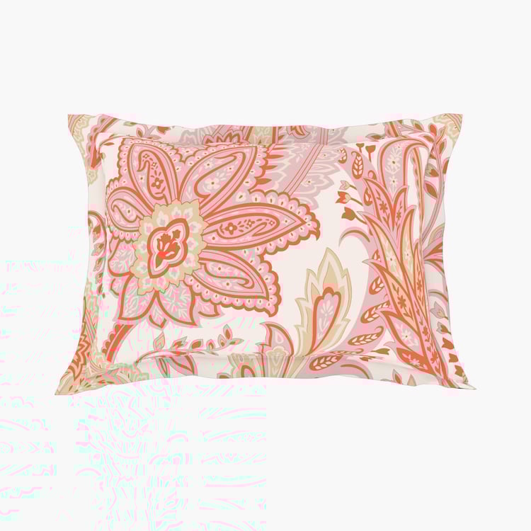 SPACES Essentials Blush Paisley Printed Cotton Super King Bedsheet Set - 274x274cm - 3Pcs