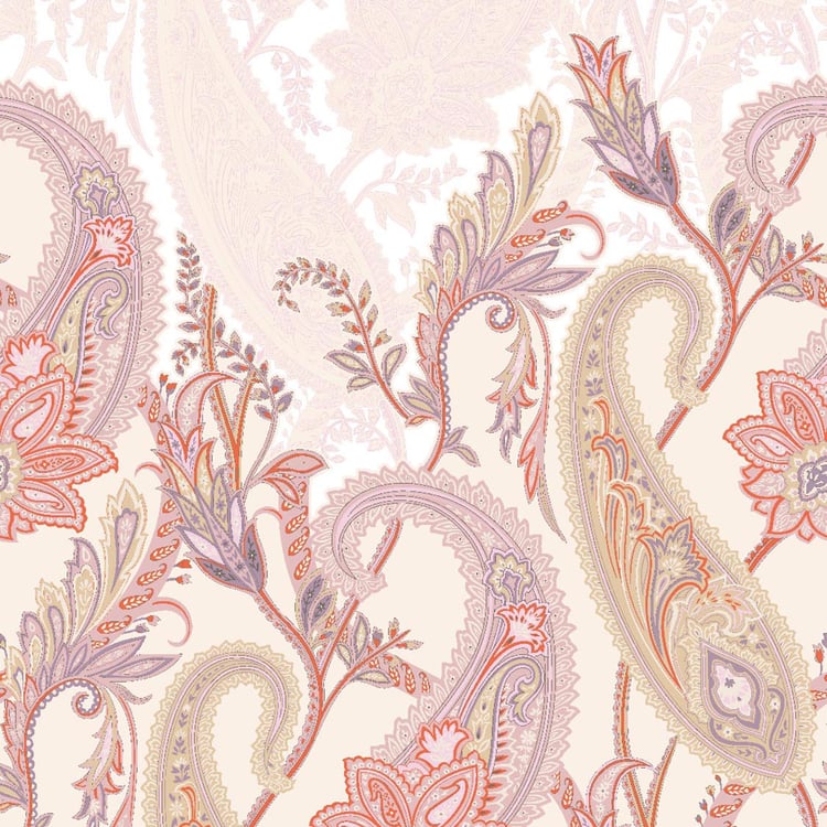 SPACES Essentials Blush Paisley Printed Cotton Super King Bedsheet Set - 274x274cm - 3Pcs