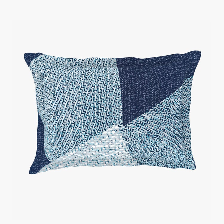 SPACES Deconstructed Blue Printed Air Purifying Cotton Super King Bedsheet Set - 274x274cm - 3Pcs