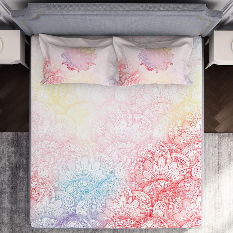 SPACES Hygro Blush Floral Printed Cotton Super King Bedsheet Set - 274x274cm - 3Pcs