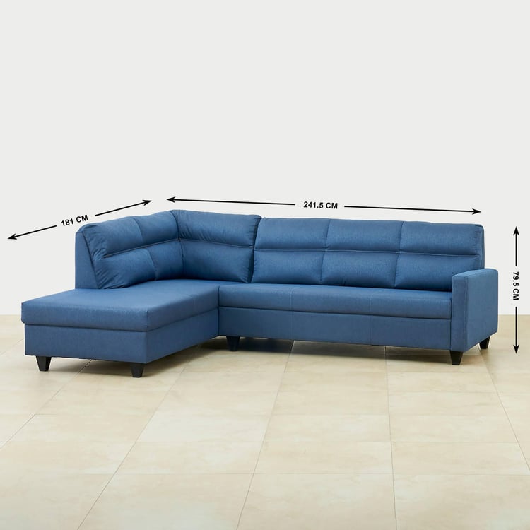 Helios Clary Fabric 3-Seater Left Corner Sofa with Chaise - Blue