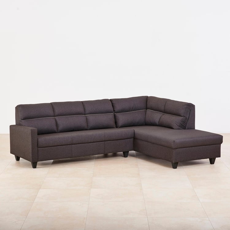 Helios Clary Fabric 3-Seater Right Corner Sofa with Chaise - Brown