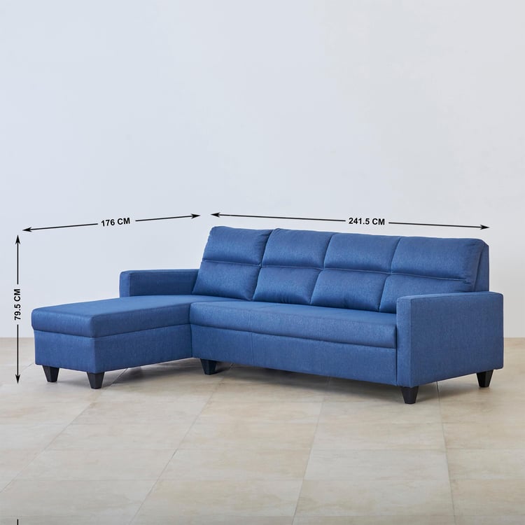 Helios Clary Fabric 3-Seater Left Corner Sofa with Chaise - Blue