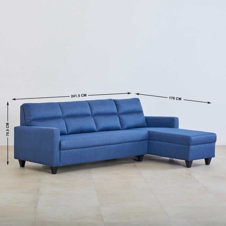 Helios Clary Fabric 3-Seater Right Corner Sofa with Chaise - Blue