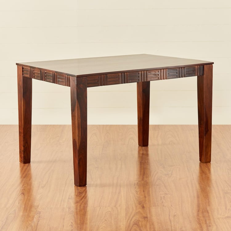 Keya Brown Solid Sheesham Wood Dining Table Set With 4 Chairs