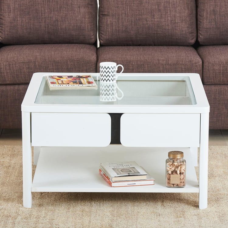 Polaris Glass Top Coffee Table - White