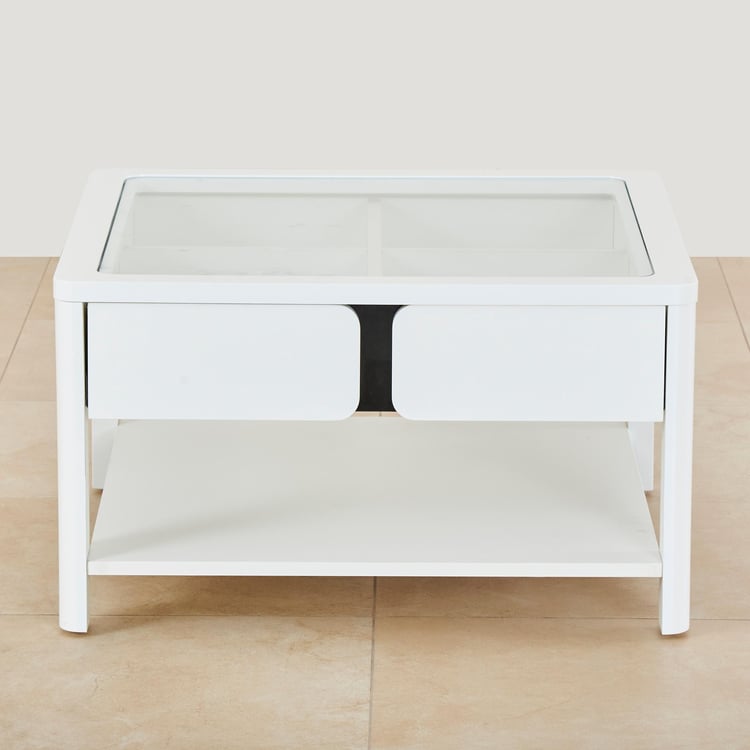 Polaris Glass Top Coffee Table - White