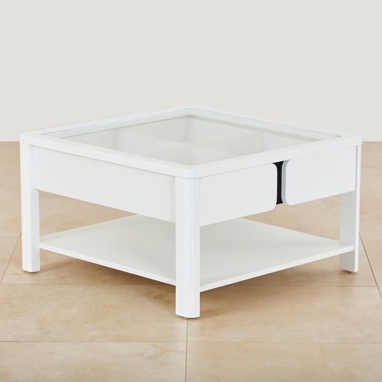 Polaris Glass Top Coffee Table - White