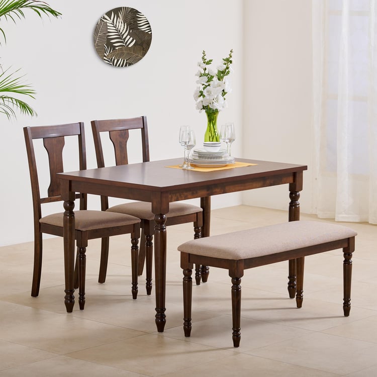 Helios Zoe Solid Wood 4-Seater Dining Table - Brown