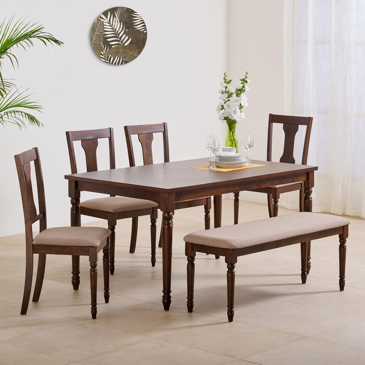 Helios Zoe Solid Wood 6-Seater Dining Table - Brown