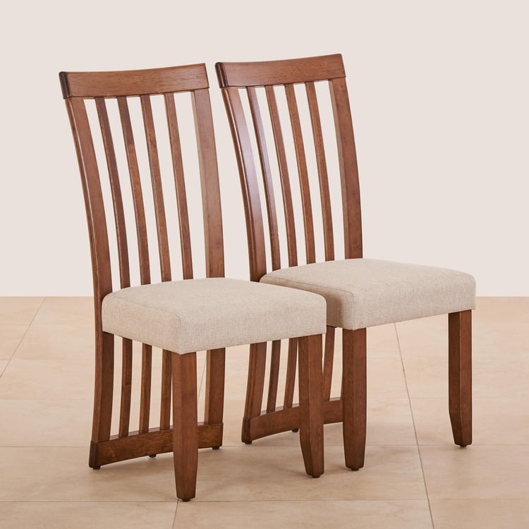 Raven Set of 2 Fabric Dining Chairs - Brown