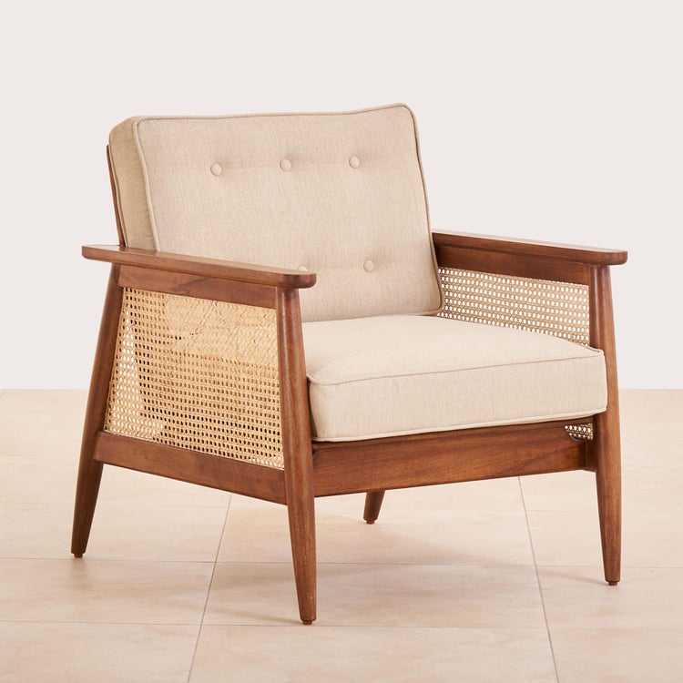 Cane Connection Fabric Accent Chair - Brown