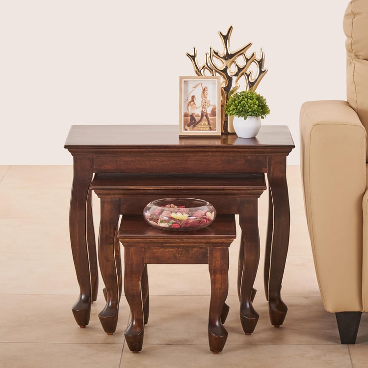 Andaman NXT Mango Wood Set of 3 Nest Tables - Brown