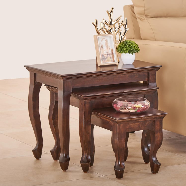 Andaman NXT Mango Wood Set of 3 Nest Tables - Brown