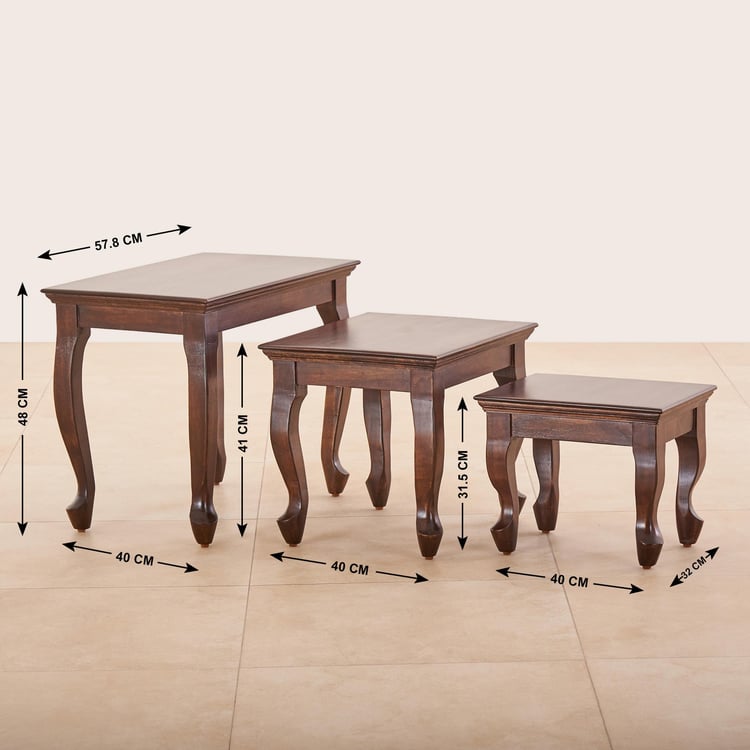 Andaman NXT Mango Wood Set of 3 Nest Tables - Brown