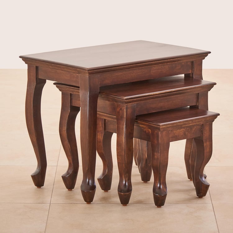 Andaman NXT Mango Wood Set of 3 Nest Tables - Brown