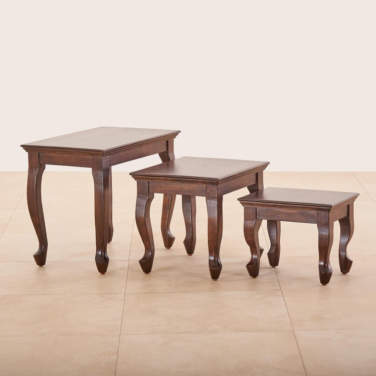 Andaman NXT Mango Wood Set of 3 Nest Tables - Brown